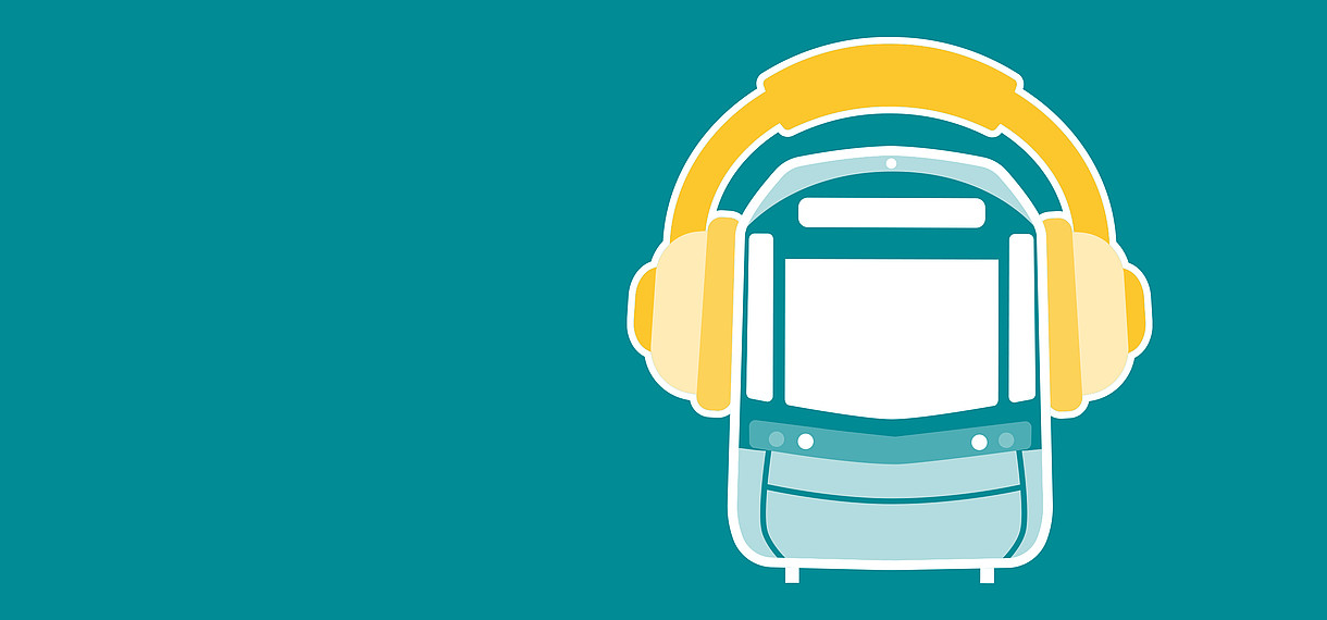 Grafik einer VGF-U-Bahn mit Kopfhörern